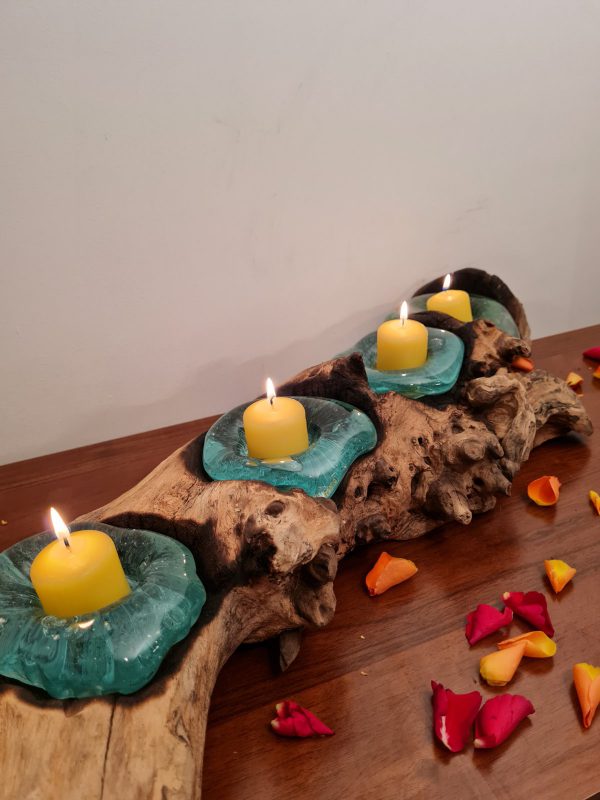 Kayu  üveg mécses lakás kayu kávéfa Indonézia gyertyatartó gyertya exkluzív dekor asztali 4 es